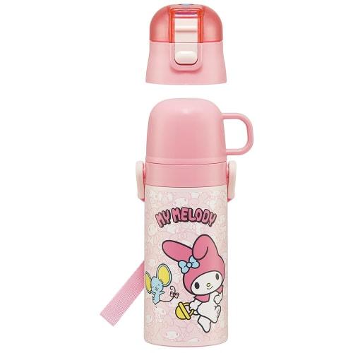 Skater Children's Stainless Steel Water Bottle 2-Way Direct Drinking 420ml Cup Drinking 350ml My Melody Ushiro Shiro Sanrio Child-friendly Lightweight