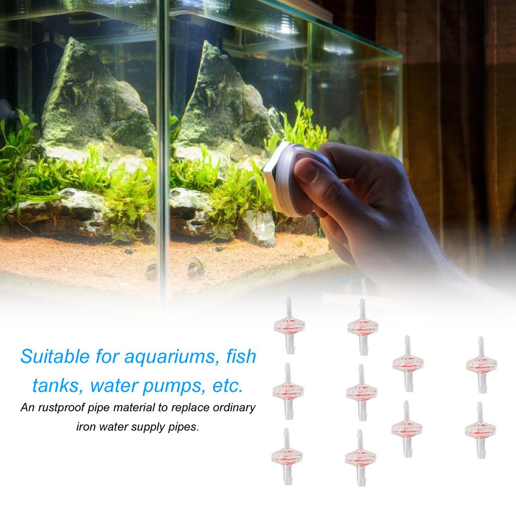 10Pcs Check Valve PP Single Way Non Return Flows Control Reducing Diameter Set Kit for Aquarium