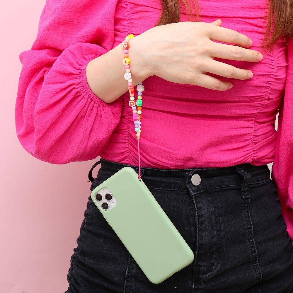 Pearl for Keys Pearl Rope Phone Case Hanging Cord Phone Lanyard Mobile Phone Chain Soft Clay