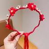 Plush Ball Chinese Style Headband Red New Year Hair hoop Elegant Ancient Headwear  Wedding
