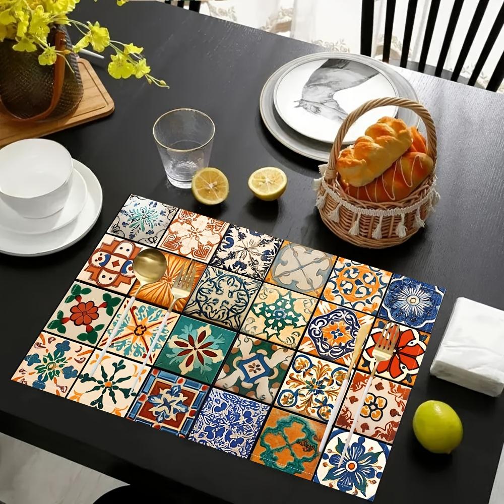 Bohemian Style Printed Heat Resistant Washable Table Placemats Kitchen Dining Party Decor 4 Piece Set