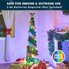 JOYFY 5 FT Pop Up Christmas Green Tree with Lights Collapsible Tinsel Christmas Tree Decorations for Home Holiday Party