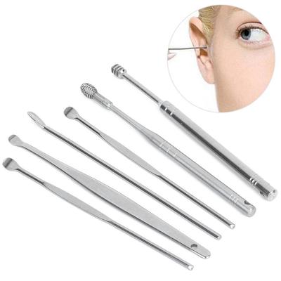 6 Pcs Spiral Head Ear Wax Pickers Stainless Steel Earwax Removal Kit Ear Wax Remover Safe Cleaning