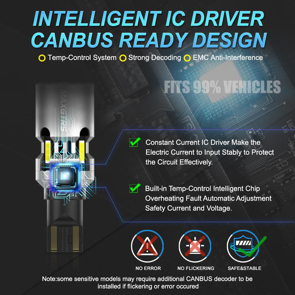 MAXGTRS 2x T15 W16W 912 921 Светодиодная лампа Canbus Без ошибок Без гиперактивной вспышки Светодиодная лампа заднего хода Автомобильный указатель поворота Янтарный Белый