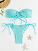 1011 European and American new solid color tube top bikini straps beach fashion split swimsuit