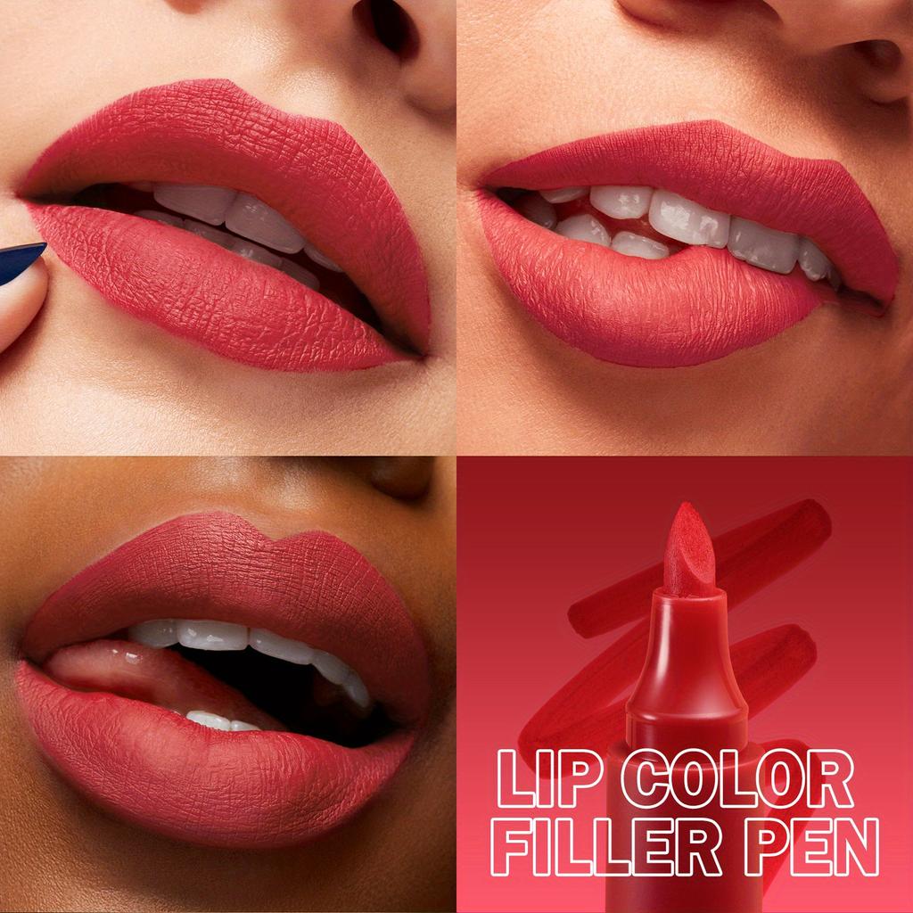 2 в 1 Mark Liquid Lipstick Pen Жидкий карандаш для губ Водостойкий блеск для губ, улучшающий цвет Глазурь для губ Стойкая губная помада Ручка для контурирования губ