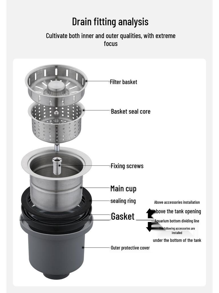 Двухсекционная кухонная мойка из нержавеющей стали 304 с дренажной трубой и корзинчатым сифоном