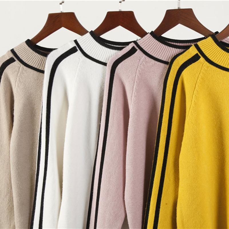 Hirsionsan Autumn Winter Sweater Women 2021 O Neck Knitted Pullovers Female Soft Basic Striped Jumper Casual Thicken Sweaters