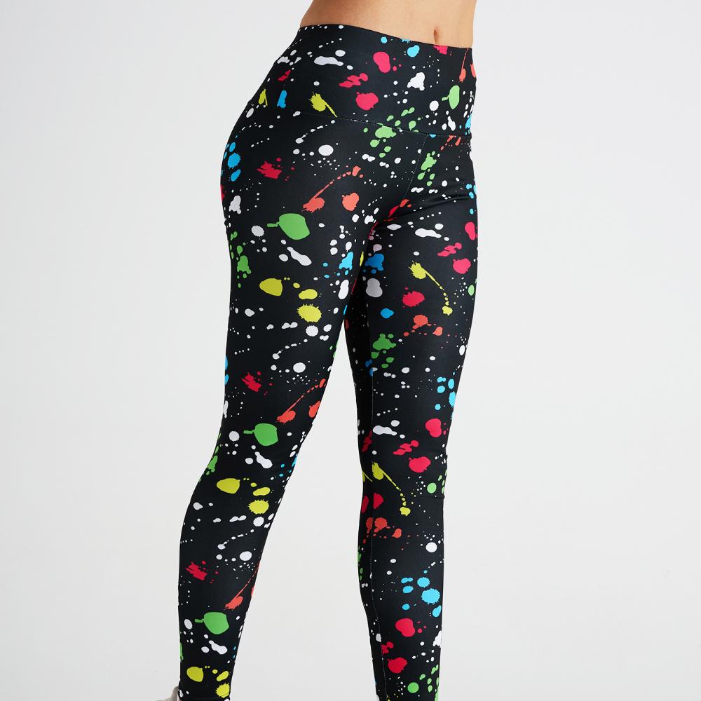 Спортивные брюки с высокой талией и принтом в виде граффити в горошек, женские брюки для йоги, эластичные спортивные штаны, леггинсы с принтом