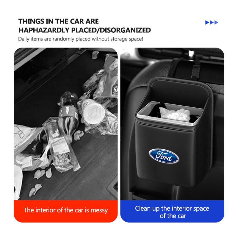 JQOZ8 Для автомобиля Ford Мусорное ведро Подвесное хранилище на спинку сиденья Контейнер-органайзер для мусора Escape Ecosport Fusion Explorer Expedition Taurus