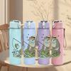 1PC Fishing Bear Cartoon 750ml Color Plastic Sports Water Bottle Leakproof Flip Straw Lid Suitable for Sports Office Home Use