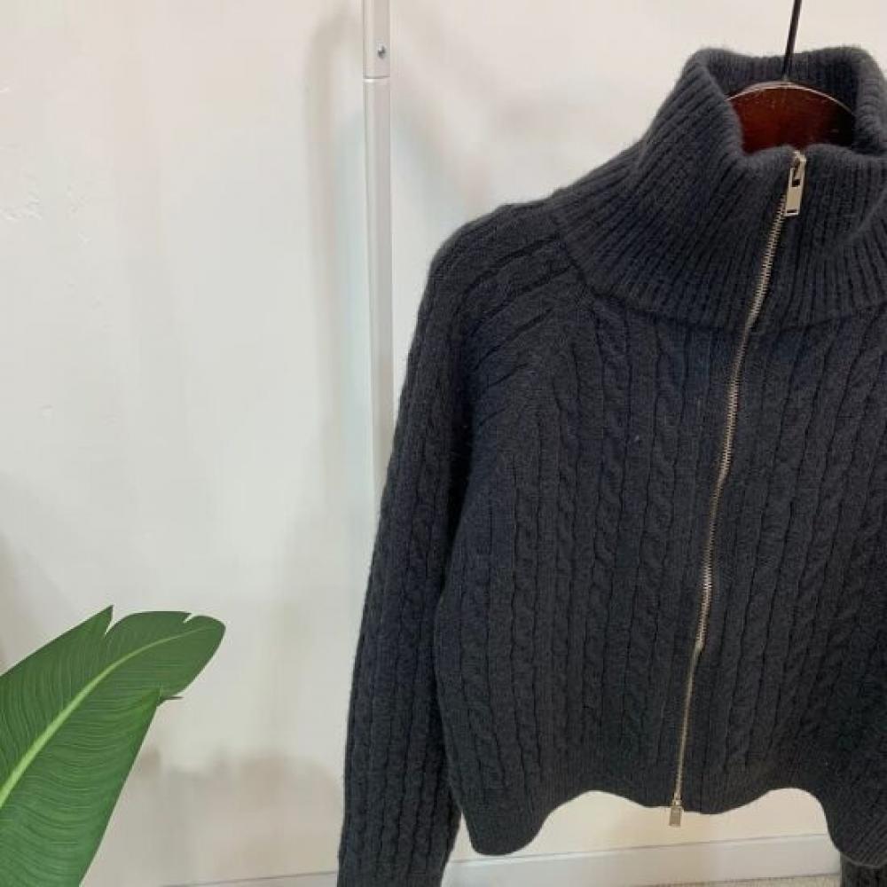 C S In The Room Polo neCk Two Way Zip Up Cable Raglan Knit Cardigan 4Color