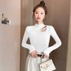 Semi-turtleneck Black Bottoming Shirt Autumn and Winter New Hollow Slim-fitting Long-sleeved Inner Top