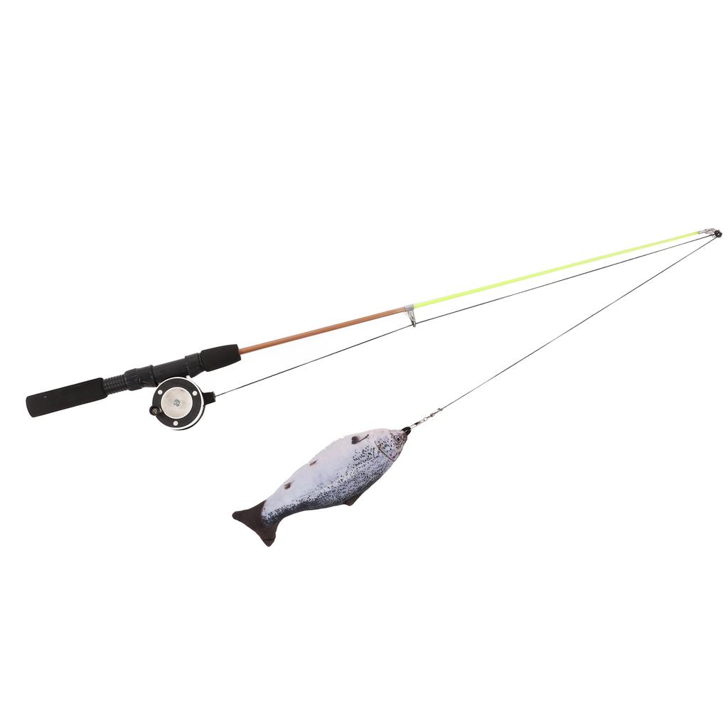 Retractable Cat Teaser Wand Toy Interactive Fishing Rod with Simulation Fish for Cats(Salmon