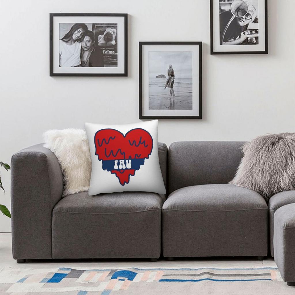 Florida Atlantic University Heart Pillowcase Polyester Linen Velvet Printed Zip Decor Pillow Case Bed Cushion Cover 45X45