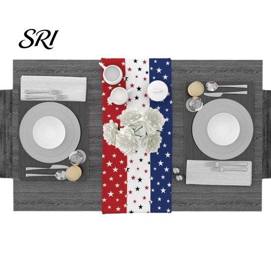 Reusable Holiday Table Decor 4th of July Runner Patriotic Decoration Stars And Stripes Anti-wrinkle Fabric for American Independence Day 250th