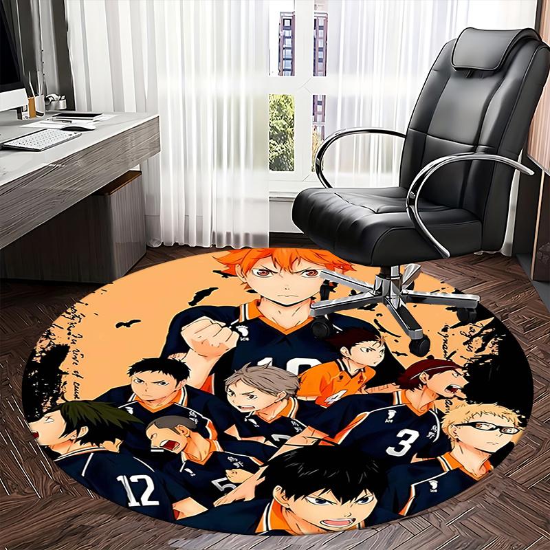 Хайкюу!! Коврик для стула Team Kuroo Круглый ковер-Ковер для офиса, Нескользящий, Подходит для декора гостиных, спален.1205020a