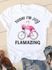 Short Sleeve Watercolor Flamingo Beach Ladies Summer Graphic Tee T-shirts Casual Clothing Women Fashion Female T Print Clothes