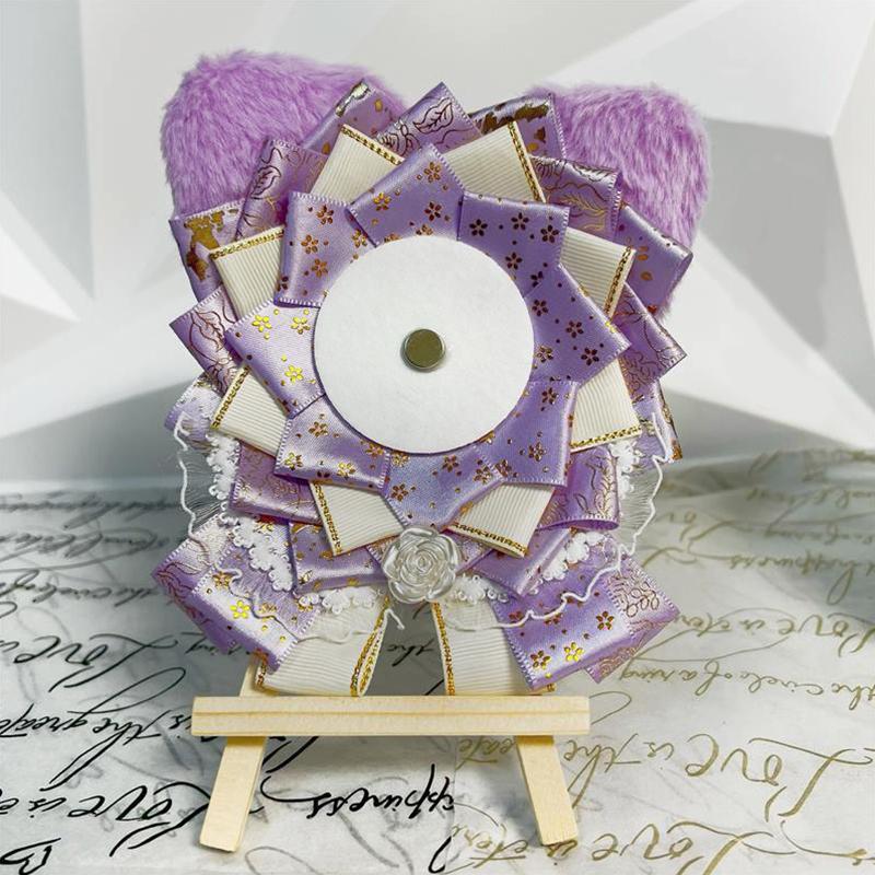 1PC Fabric Ins Style Handmade Diy Badge Holder Anime Peripheral Barrette Holder Cute Cat Ear Display Holder Multi-Colour