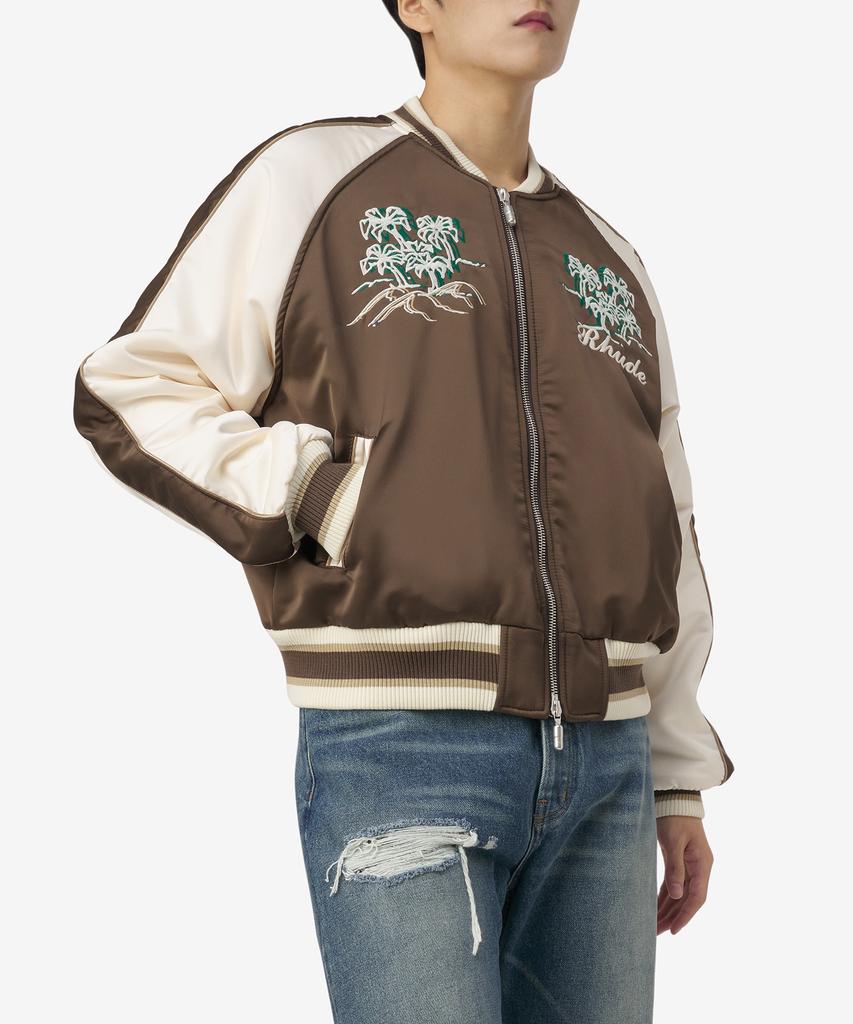 Lude Crepe Satin Souvenir Jacket - Brown:Cream / Rhpf23Ja021536761676