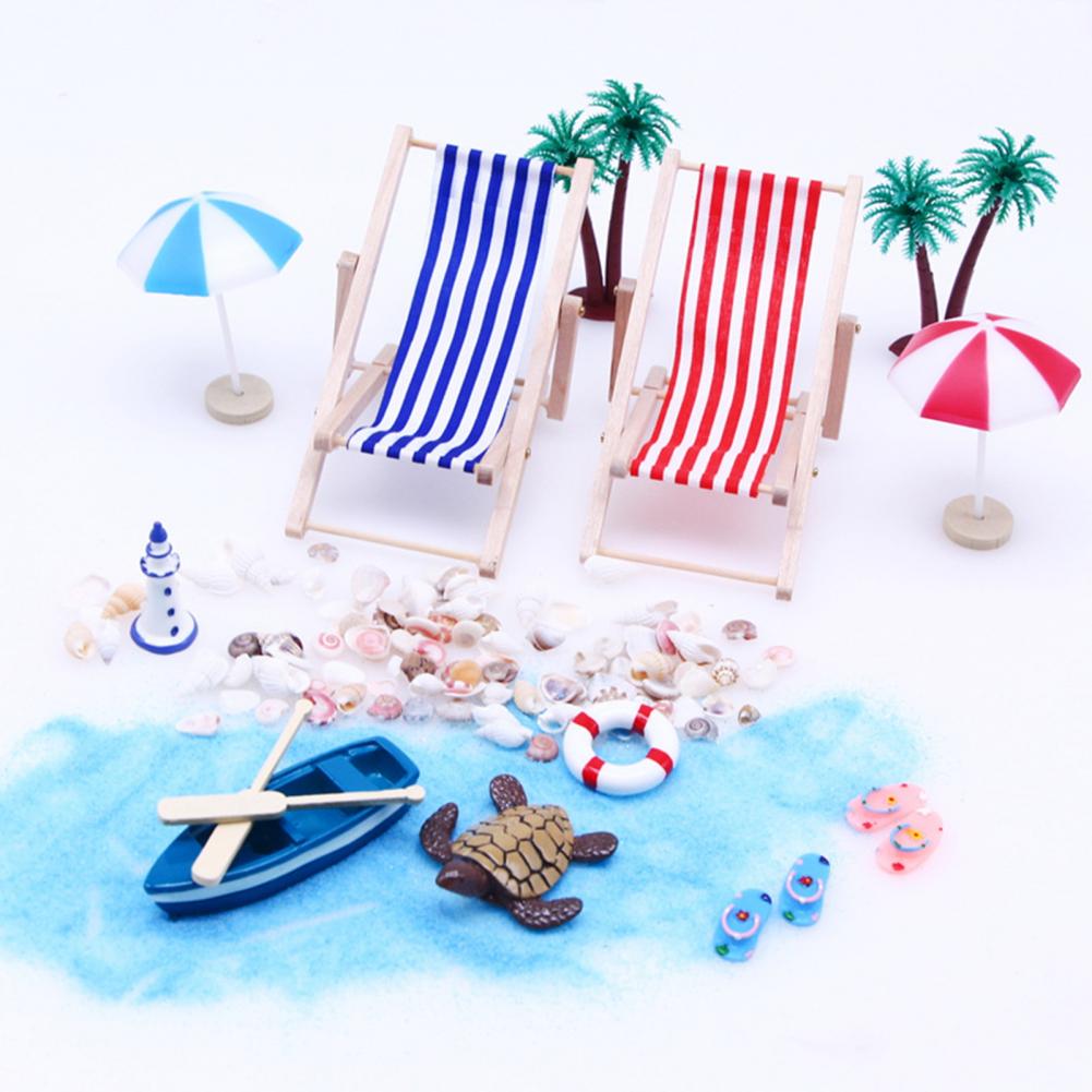 1 Set Dollhouse Mini Beach Miniature Landscape Decoration Simulated Beach Micro Landscape Dollhouse Miniature Resin Accessories