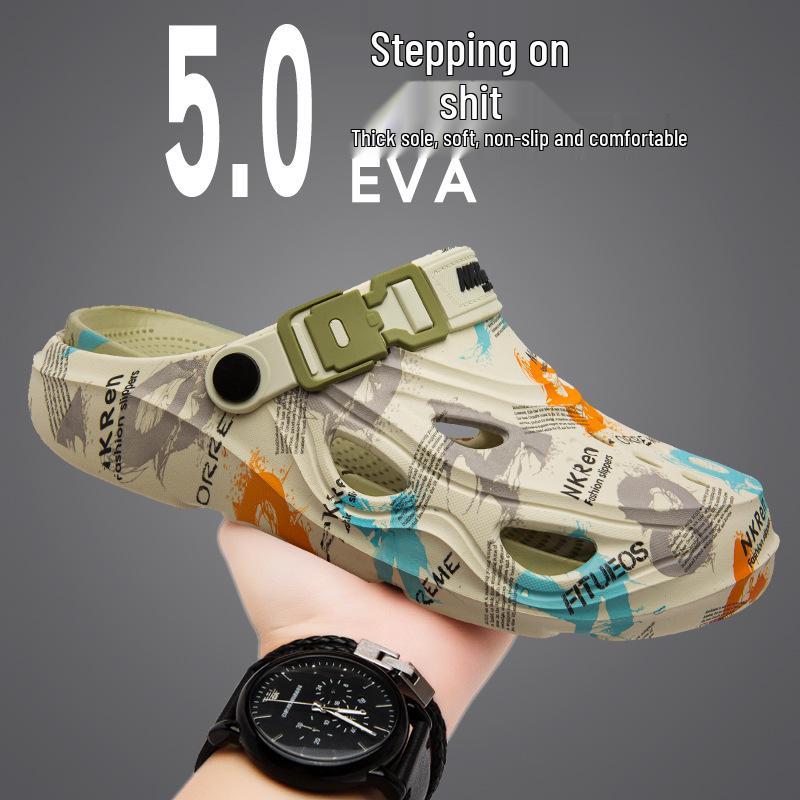 Мужские летние пляжные сандалии больших размеров: Нескользящие, Двусторонние, Повседневные Слипоны