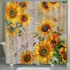 1 шт. Занавеска для душа с рисунком подсолнуха и пчелы, Домашний декор, Принтованная подкладка, Не требующая сверления, Перегородка для ванной комнаты