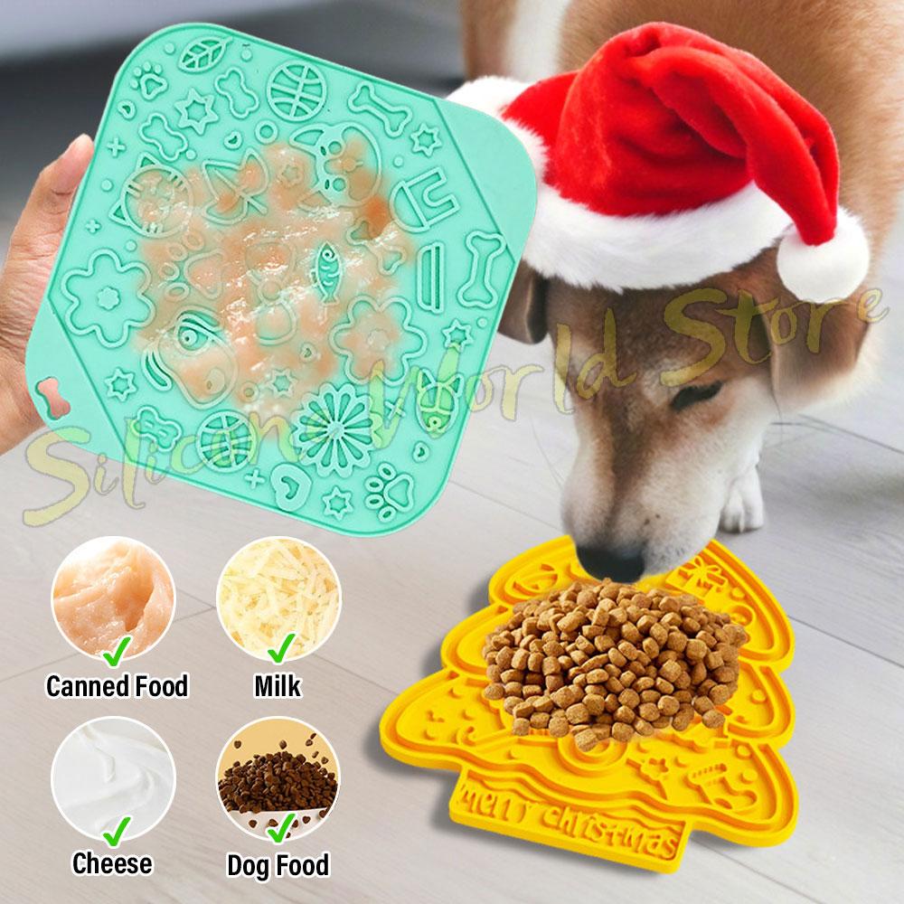 SW Силиконовая licking pad для домашних животных, форма елки, цветка, для кошек, собак, тарелка-медленница для питомца, присоска, пищевая тренировка, коврик для кормления, миска