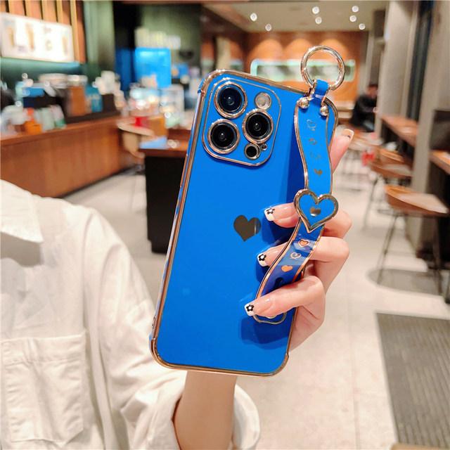 Мягкий чехол с ремешком в форме сердца для Iphone 14 13 12 11 Pro Max X Xs Xr Max 7 8 Plus, чехлы с ремешком на руку