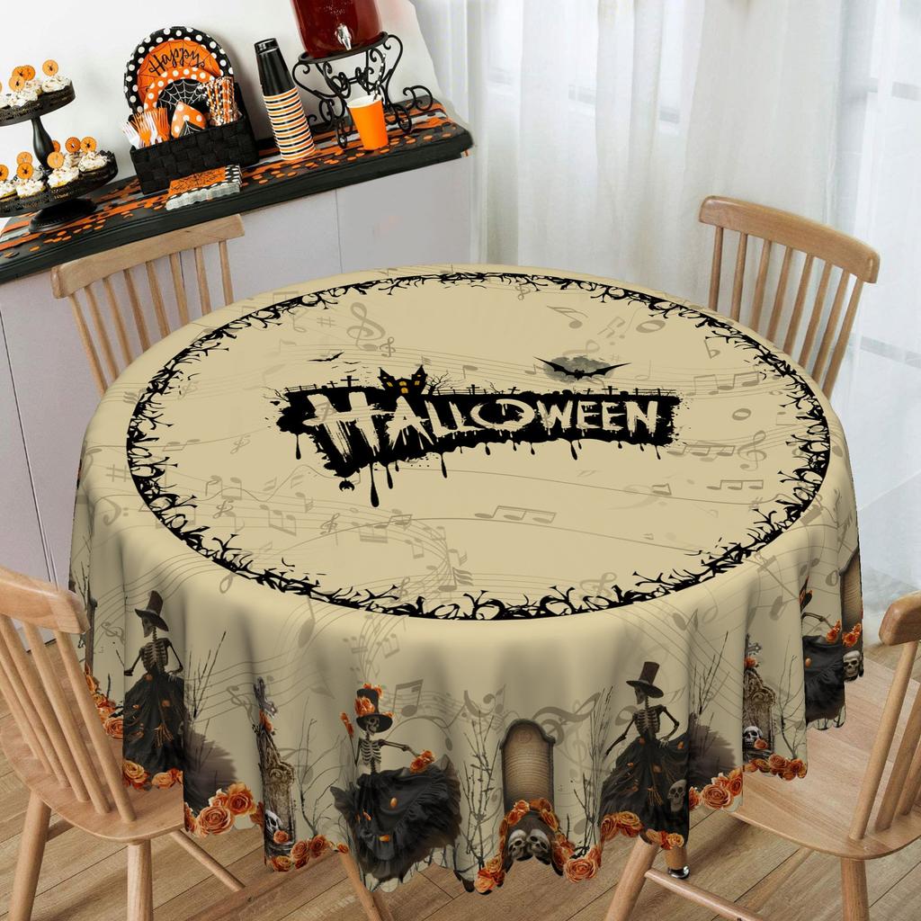 Halloween Themed Tablecloth European Retro Pumpkin Skeleton Witch Decorating Table Cloth Party Atmosphere Setting Table Cloth
