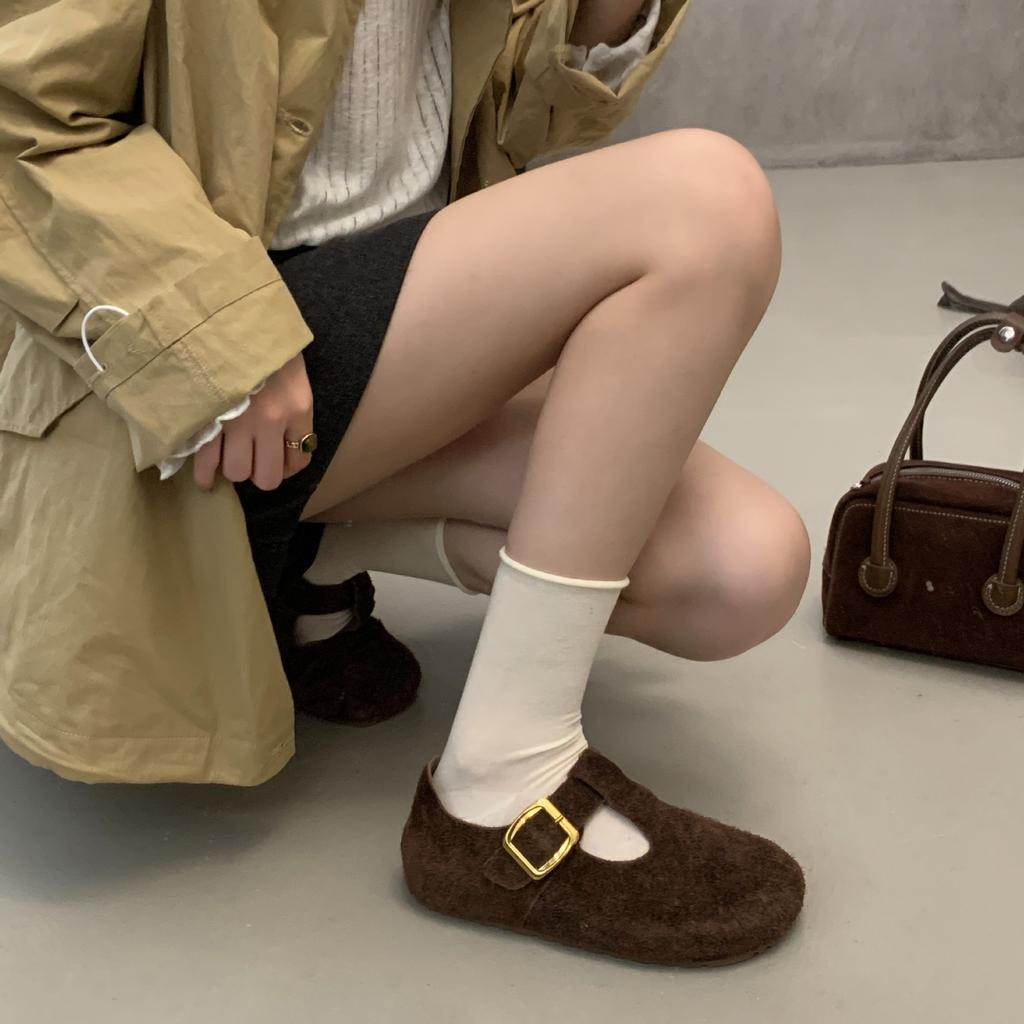 Ретро Мэри Джейн на Т-образном ремешке в стиле «старые деньги» 2025 новые матовые туфли на плоской подошве из коровьей кожи с круглым носком и мягкой подошвой, универсальные туфли-одинарки