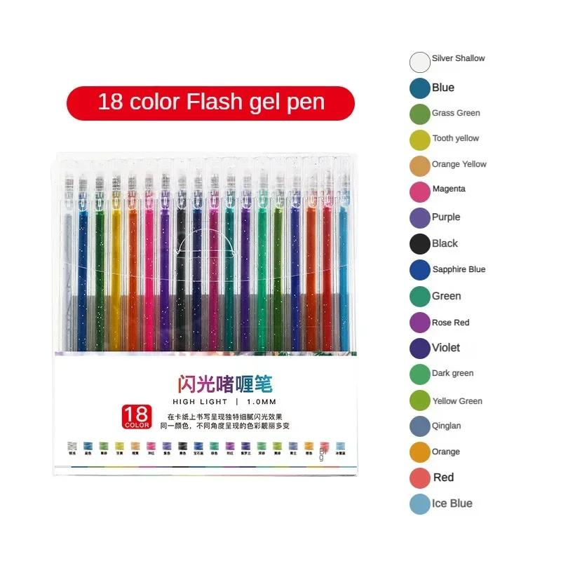 8-48 Colors Retractable Glitter Gel Pens Uncap Type Ballpoint Pen Card Stock Marking Coloring Drawing Art Marker Art Stationery