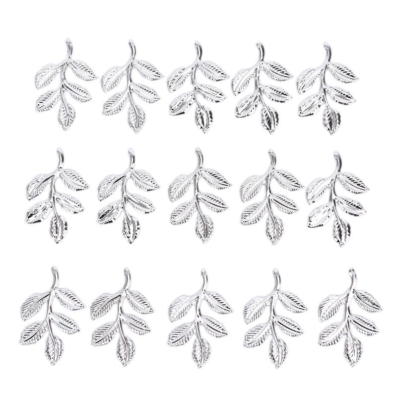 30Pcs/Set Leaf Filigree Wraps Connectors Metal Charm Diy Findings Jewelry Making