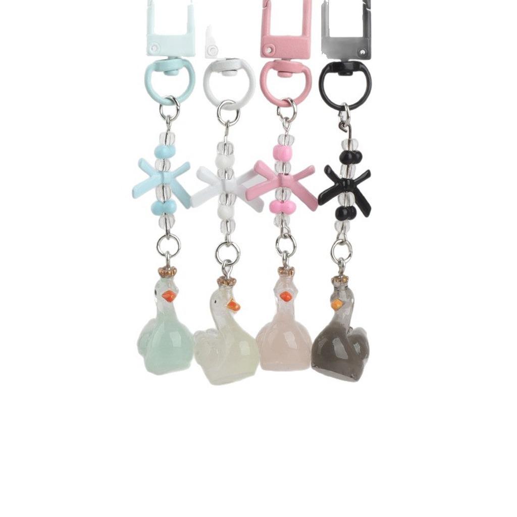 Resin Bow Pendant Delicate Cute Keychain Accessory Swan Bag Charm Versatile Glow In The Dark Swan Keychain For Small Gift Purse