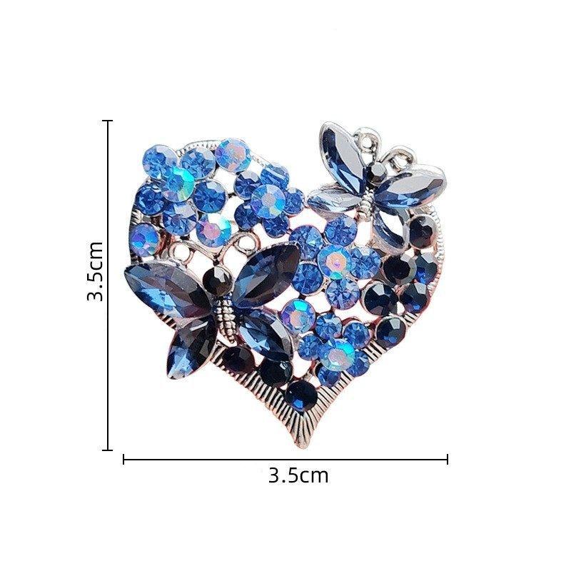 Винтажная брошь-бабочка и сердце со стразами, роскошная хрустальная булавка для пальто, пиджака и официальной одежды, элегантное акцентное украшение