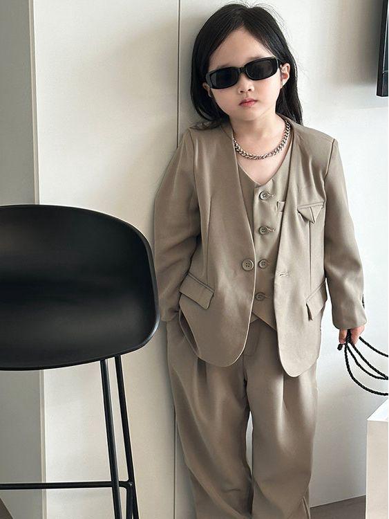 Осень 2025 Девочки Костюм-конфетка из 3 предметов - Блейзер в корейском стиле