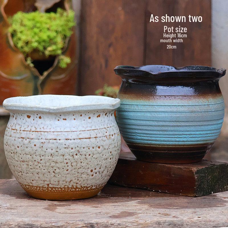Large Coarse Ceramic Zisha Pot for Succulents and Greenery