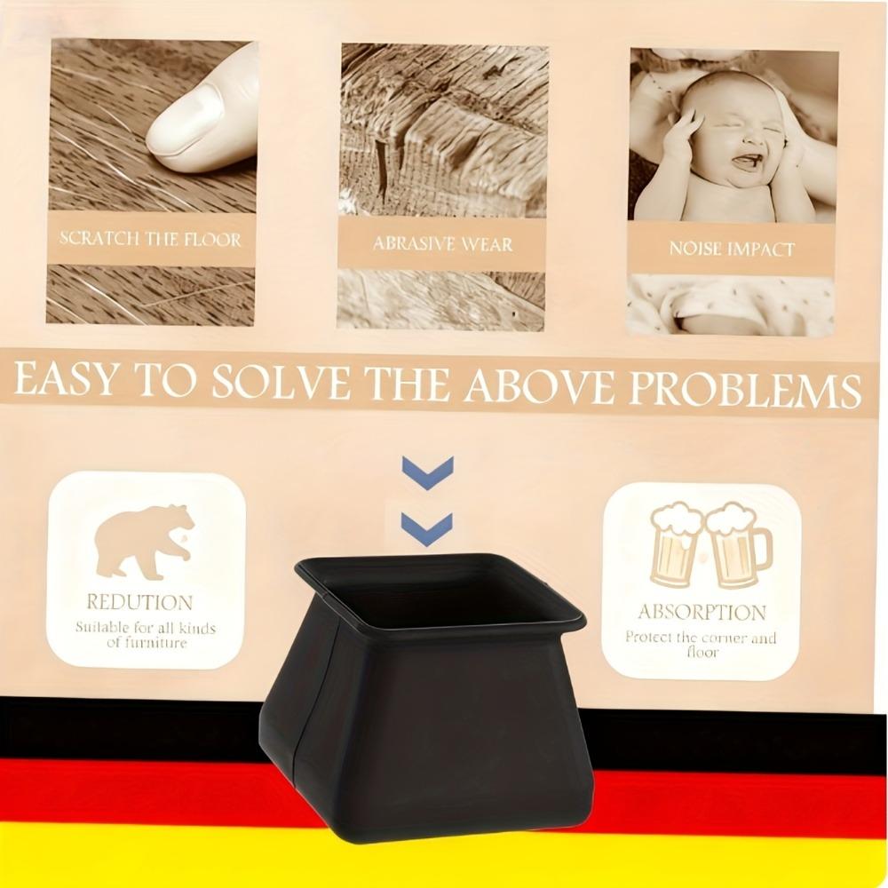 24PCS Non-slip Mute Square Chair Leg Caps Noise Reduction Floor Protectors Hardwood Floors