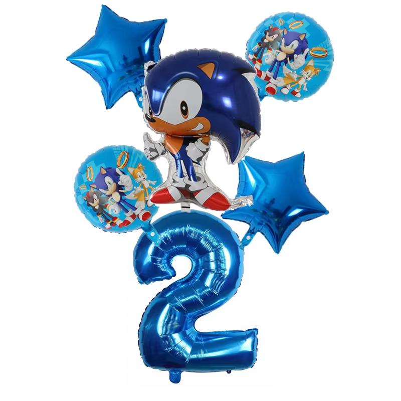 6Pcs Cartoon Hedgehog Balloons Sonic Theme Birthday Party Decoration Balloons For Boys Children Baby Bath Toys