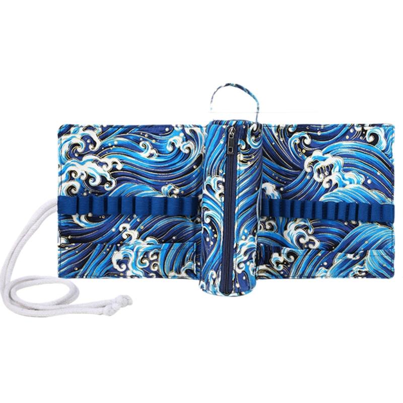 Large Capacity Crochet Hook Organiser Case Built in Zippered Pocket Elastic Slots For Knitting Tool And Crochet Supplies