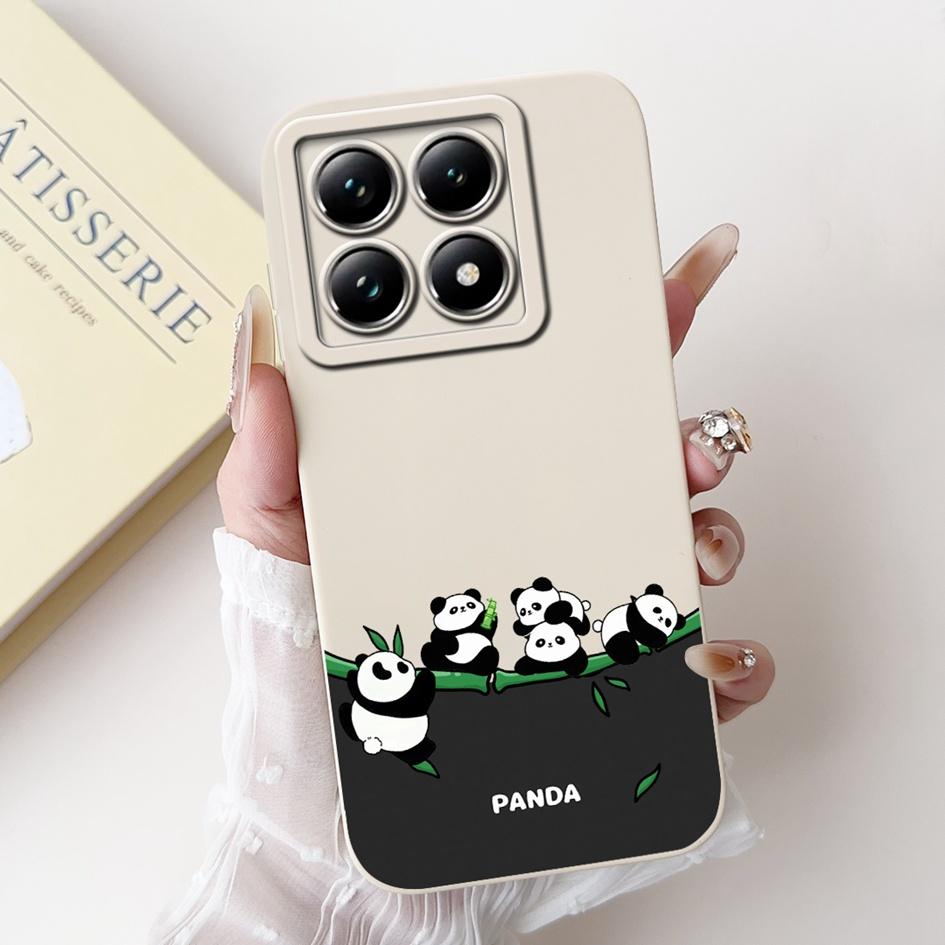 Чехол для Xiaomi 14T 14T Pro Чехол Милый Мультяшный Панда Мягкий Жидкий Силикон Ударопрочный Funda Для Xiaomi 14T Pro Mi14TPro 5G Чехол