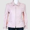 Women's Baby PINK Lambskin Leather Shirt | Slim Fit FORMAL Leather SHIRT Jacket | Stylish Down Collared Leather Shirt | Sheepskin Jacket
