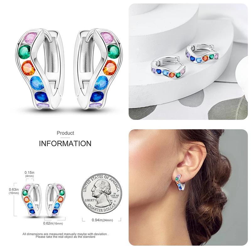 Trendy Colored Tulip Earrings for Women 925 Sterling Silver Cubic Zircon Butterfly Double Hoop Earrings Fine Engagement Jewelry