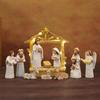 12 шт. Светодиодный набор рождественского вертепа из смолы, рождественские фигурки яслей и ангелов со звездным светом, праздничный настольный декор для дома, церкви