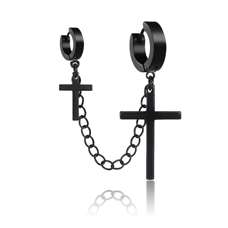 WKOUD 1 шт. Модная панк-серьга-клипса с крестом для подростков, женщин, мужчин, каффы для ушей, цинковый сплав, крутые украшения, винтажная ретро-цепь, металл