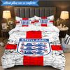 3PCS England Football Crest Printed Soft Bedding Set,Including 1pc Duvet Cover And 2pcs Pillowcases Perfect for Bedroom, Dormitory, Fan gift