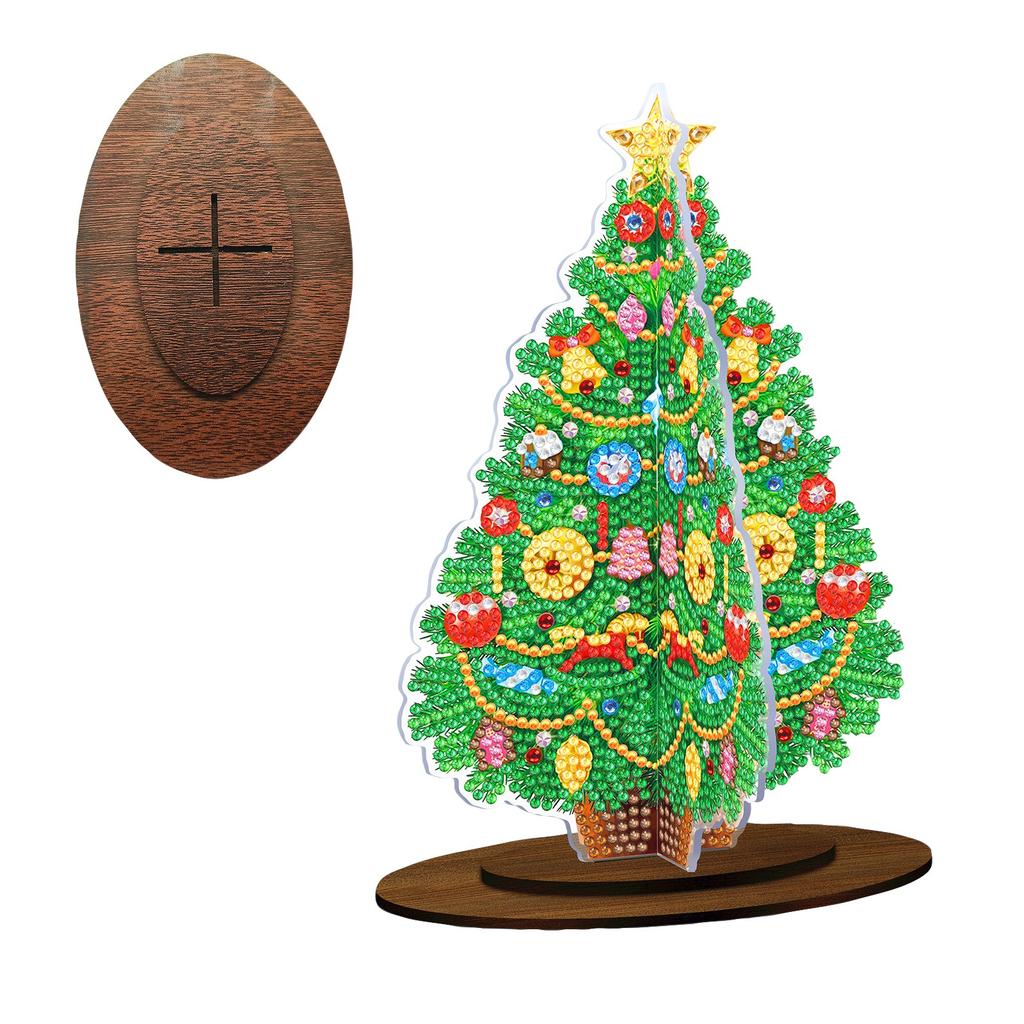 Diy Painting Christmas Tree Three-Dimensional Display Sign, Diamond Dot Painting Acrylic Table Display