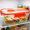 Produce Storage Container with Drain Tray and Locking Lid, Plastic Fridge Storage Box for Fruit and Vegetable Use