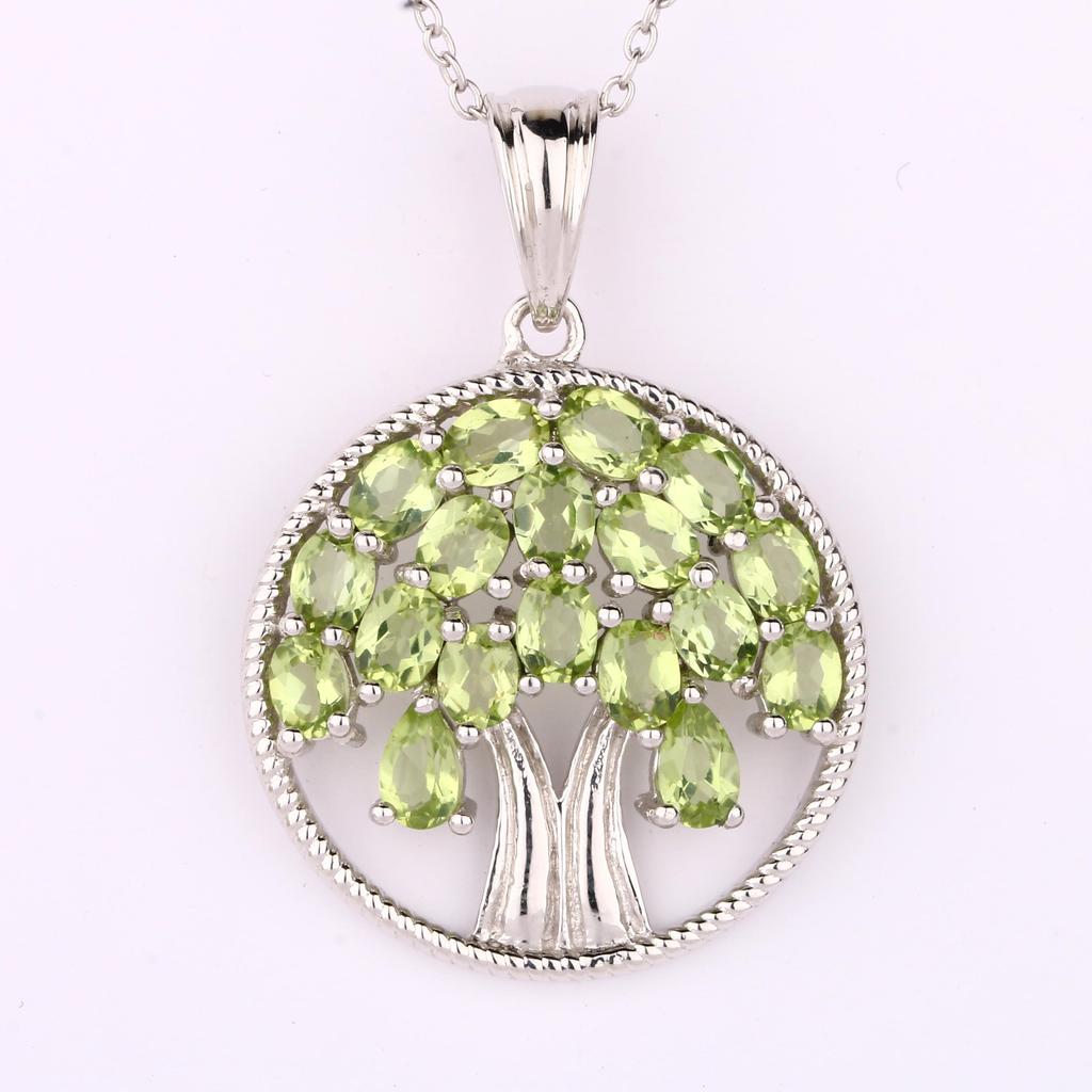 Natural Peridot Pendant 925 Sterling Silver Rhodium Plated Oval Pear Gemstone Handmade Fine Jewelry Gift for Her