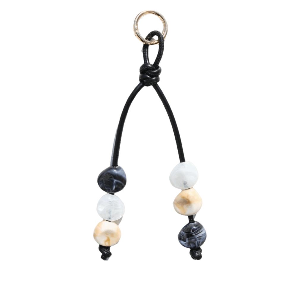 Cord Resin Beaded Keychain Lightweight Key Pendant Vintage Braided Keyring Office